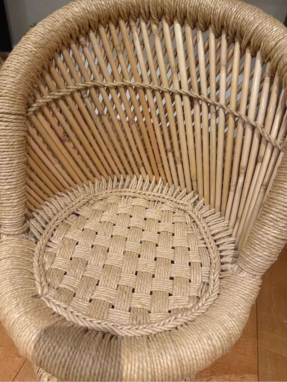Natural wicker rattan kids chair or decor, plant stand etc